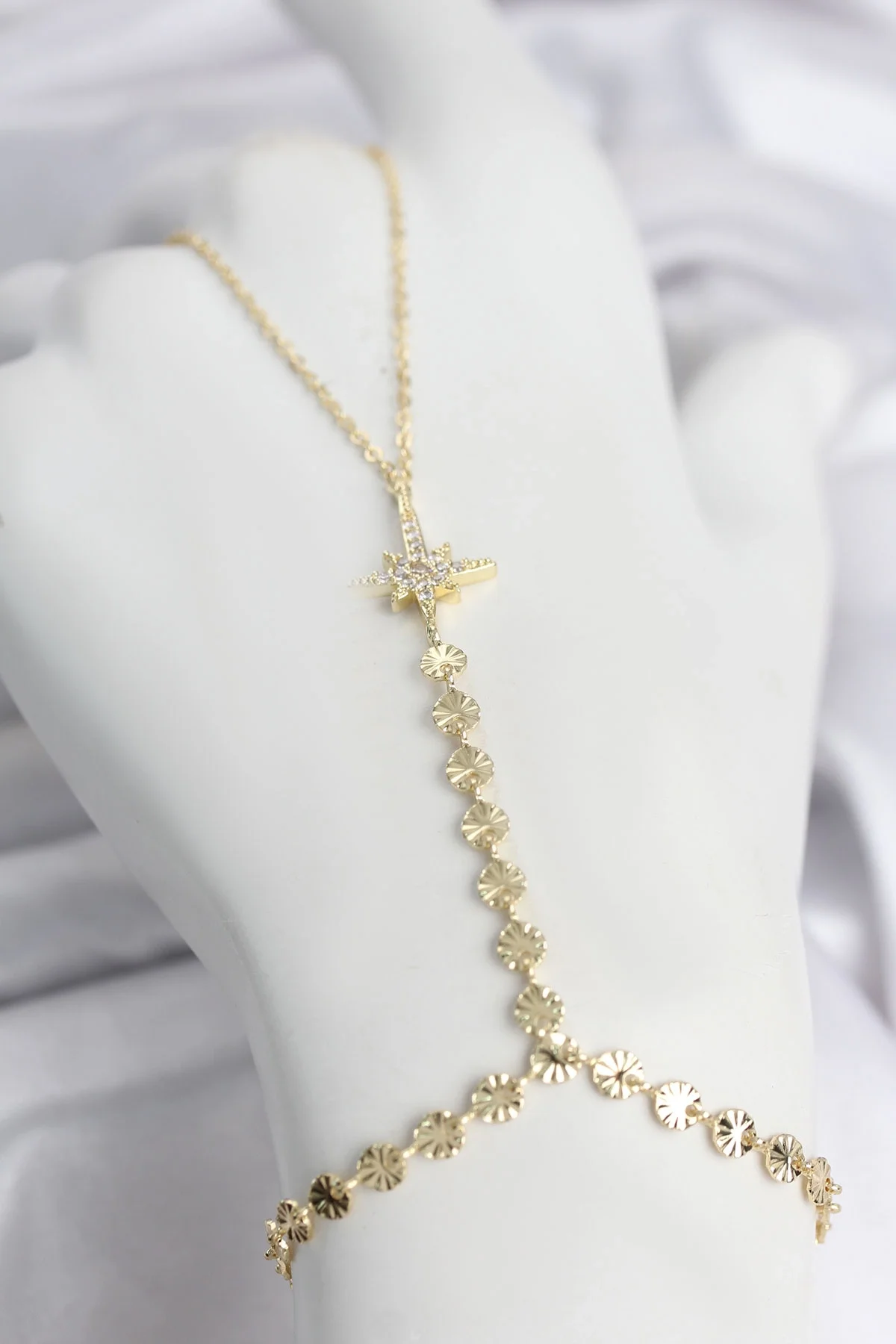 İthalat® Gold Renk Pirinç Kutup Yıldızı Zirkon Taşlı Şahmeran