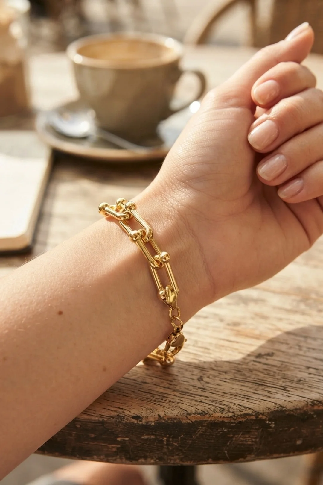 İthalat® Gold Renk Pirinç Tifani Model Kadın Bileklik