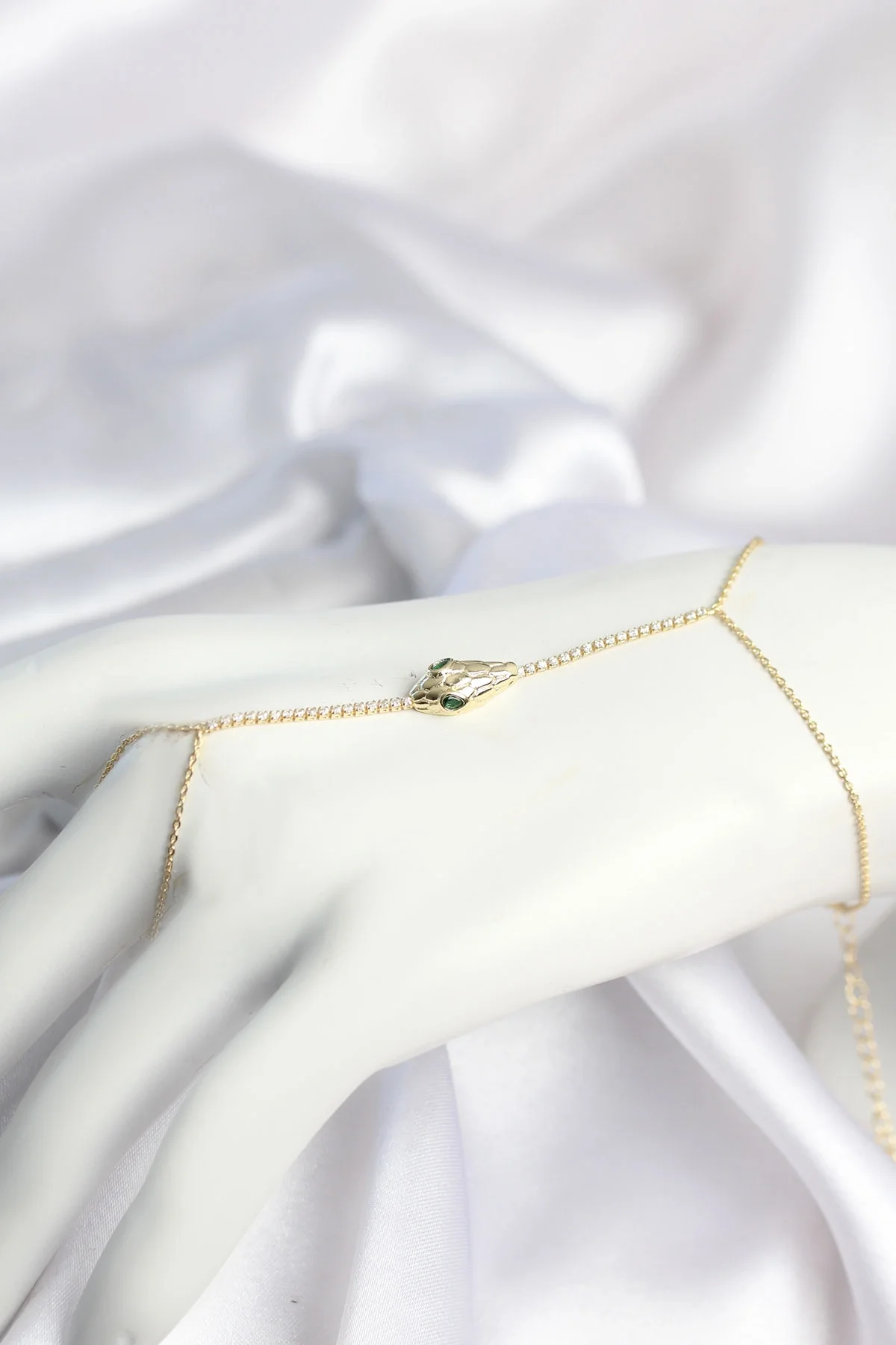 İthalat® Gold Renk Yılan Model Pirinç Kadın Şahmeran