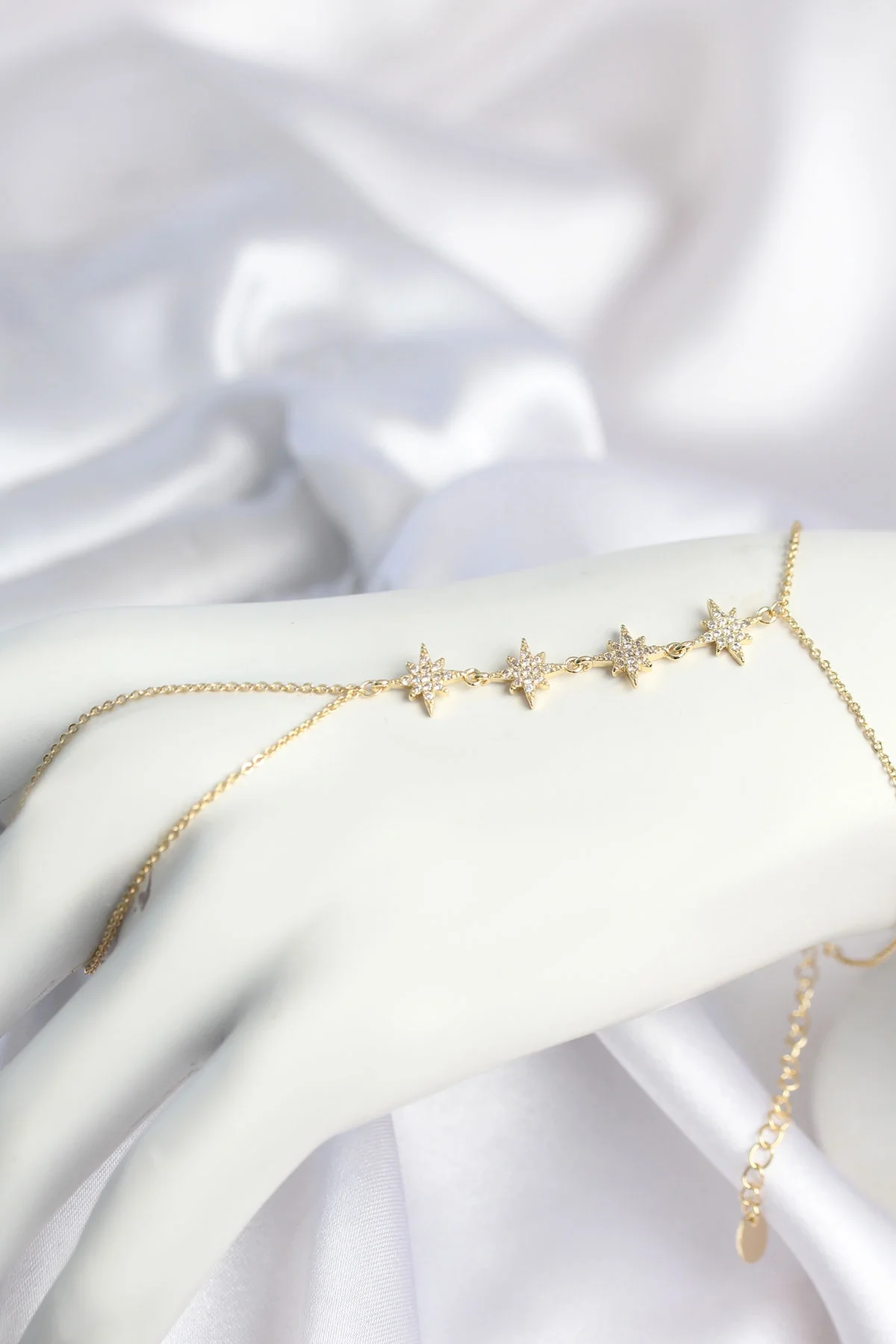 İthalat® Gold Renk Zirkon Taşlı Sıralı Kutup Yıldızı Model Şahmeran