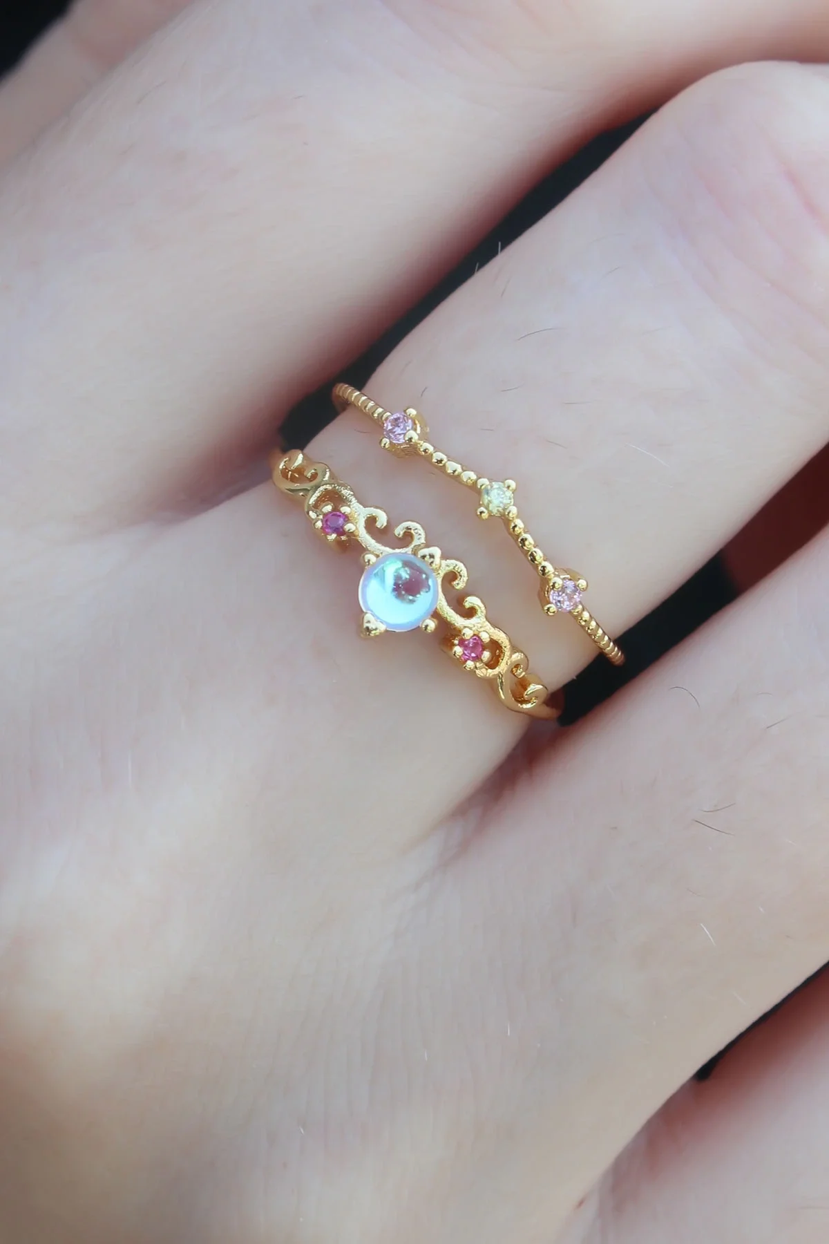 İthalat® Gold Renk Zirkon Taşlı Taç Model Kadın Yüzük