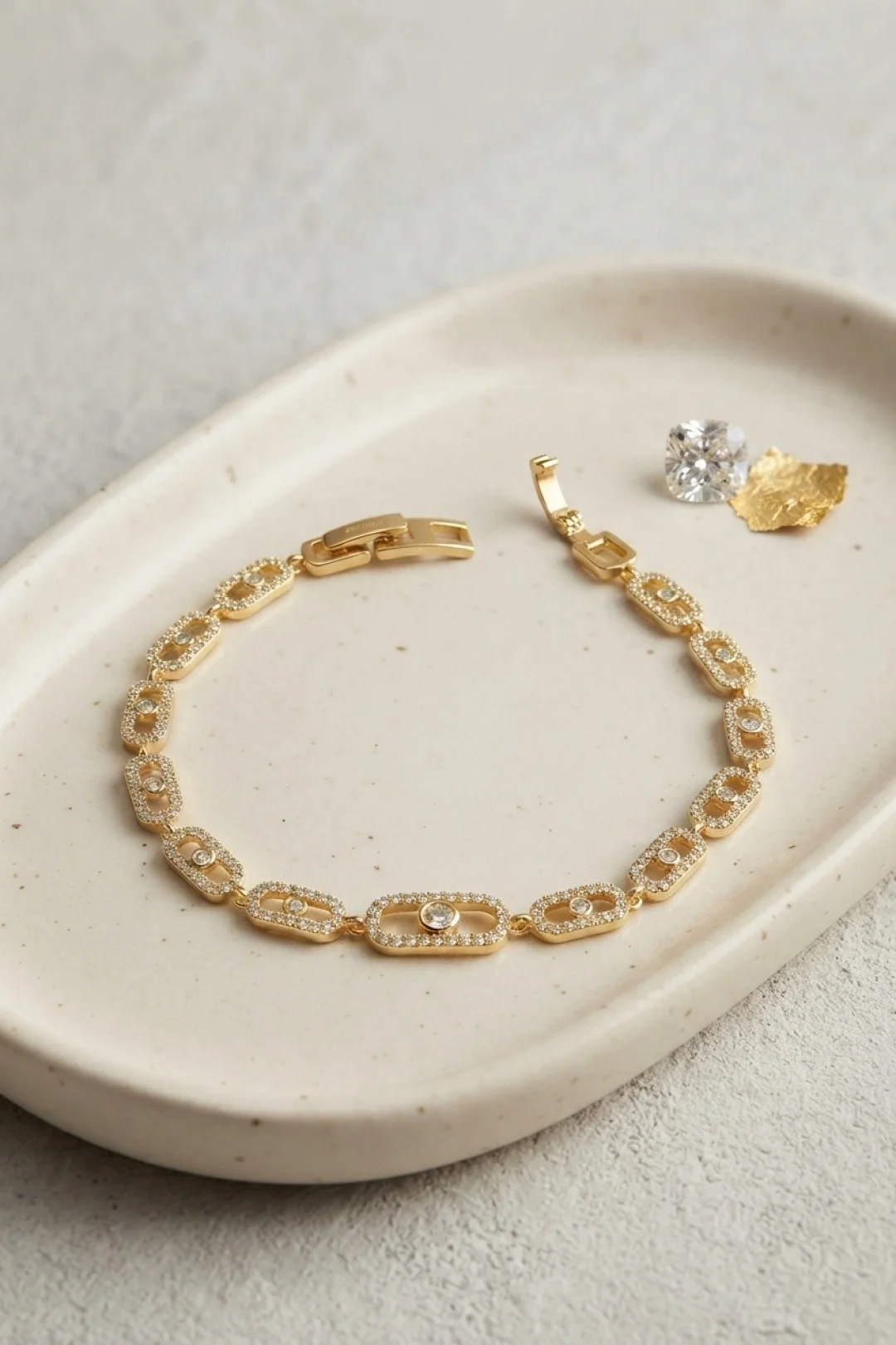 İthalat® Gold Renk Zirkon Taşlı Messika Model Bileklik