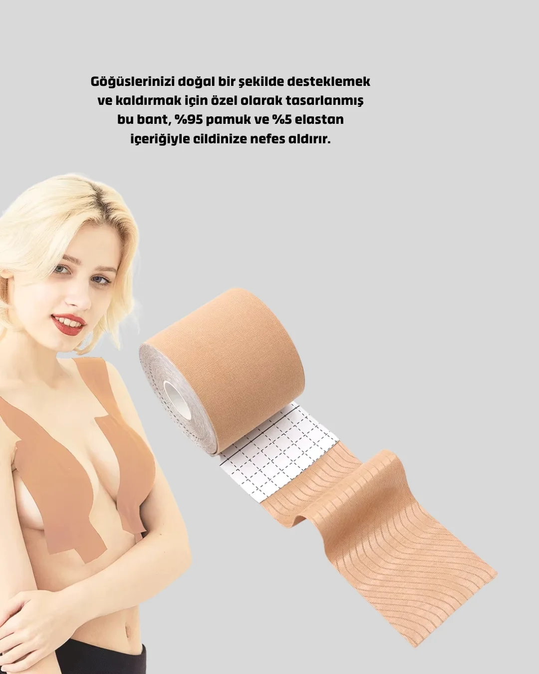 İthalat® Görünmez Destekleyici Göğüs Bandı – Askısız ve Sırtı Açık Kıyafetler İçin