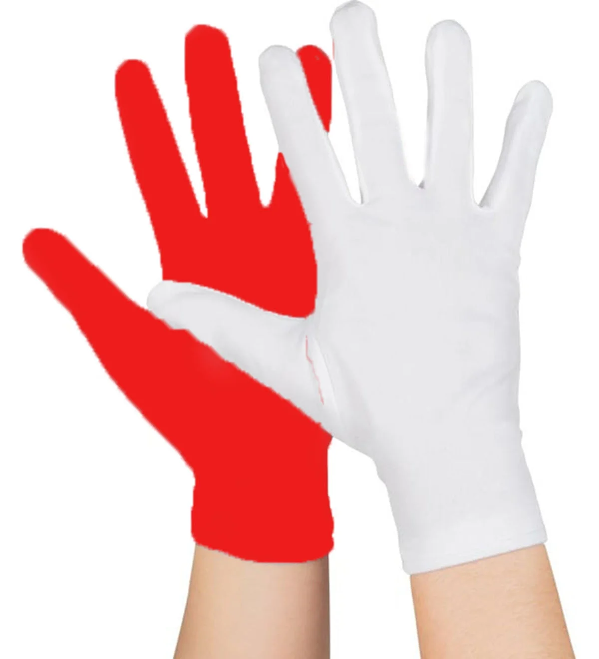 İthalat® Gösteriler İçin 1 Çift Kırmızı Beyaz Pandomim Eldiveni Çocuk Boy