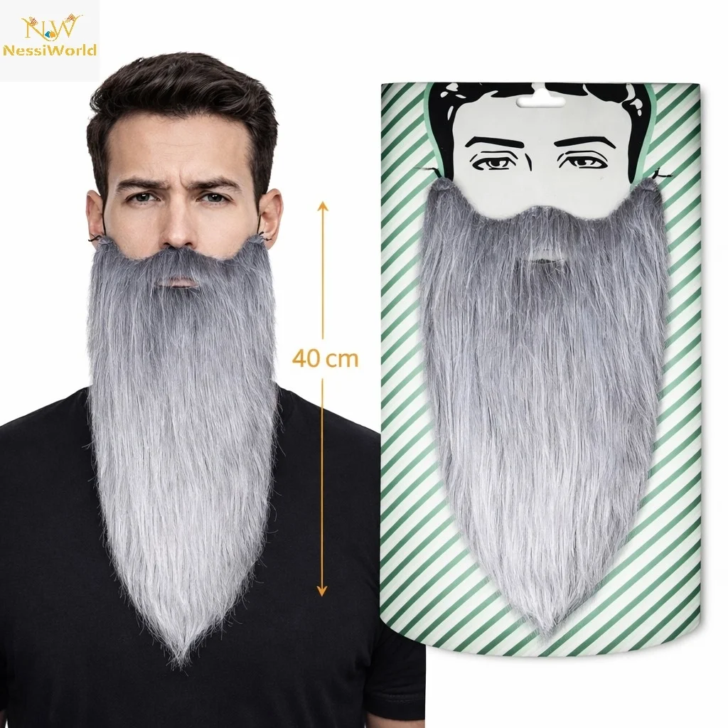 İthalat® Gri Renk Lastikli Uzun Takma Sakal 40 cm