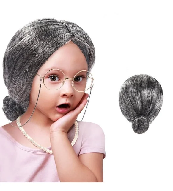 İthalat® Gri Renk Yaşlı Peruğu Takma Saç Büyükanne Peruğu Yetişkin Çocuk Uyumlu İthalat® Gri Renk Yaşlı Peruğu Takma Saç Büyükanne Peruğu Yetişkin Çocuk Uyumlu