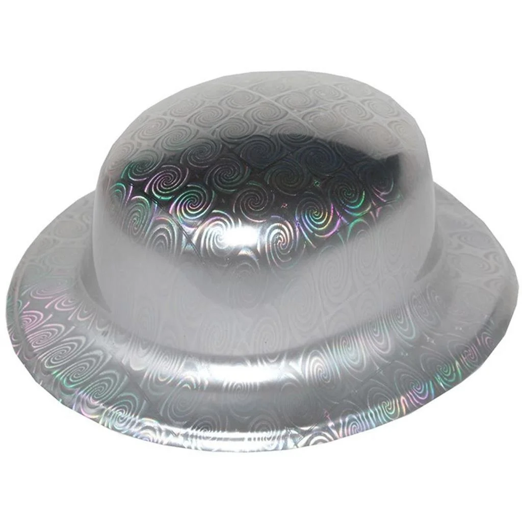 İthalat®  Gümüş Renk Hologramlı Plastik Yuvarlak Melon 27x24 cm