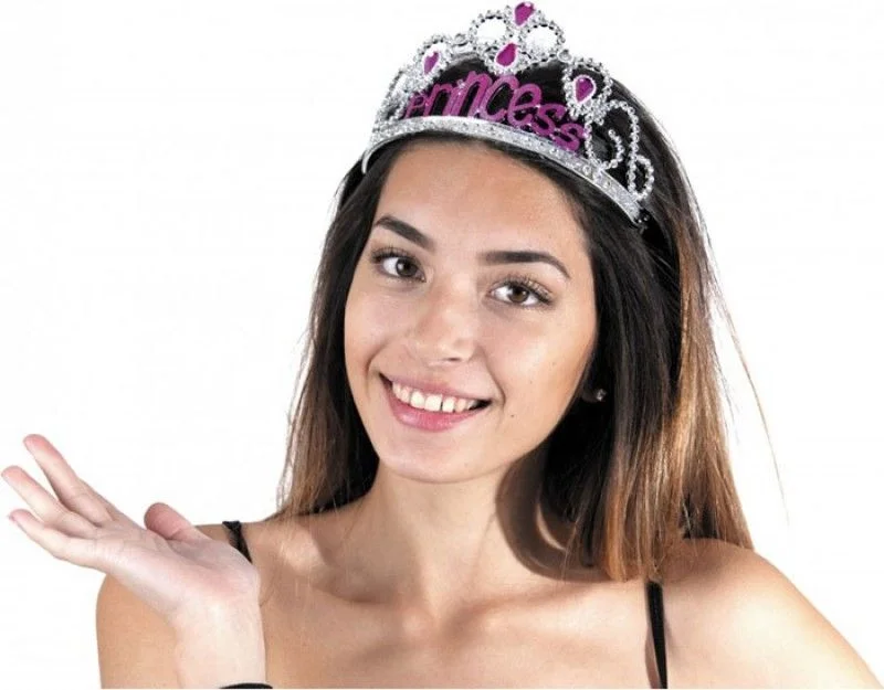 İthalat® Gümüş Renk Prenses Yazılı Parti Tacı 60 cm