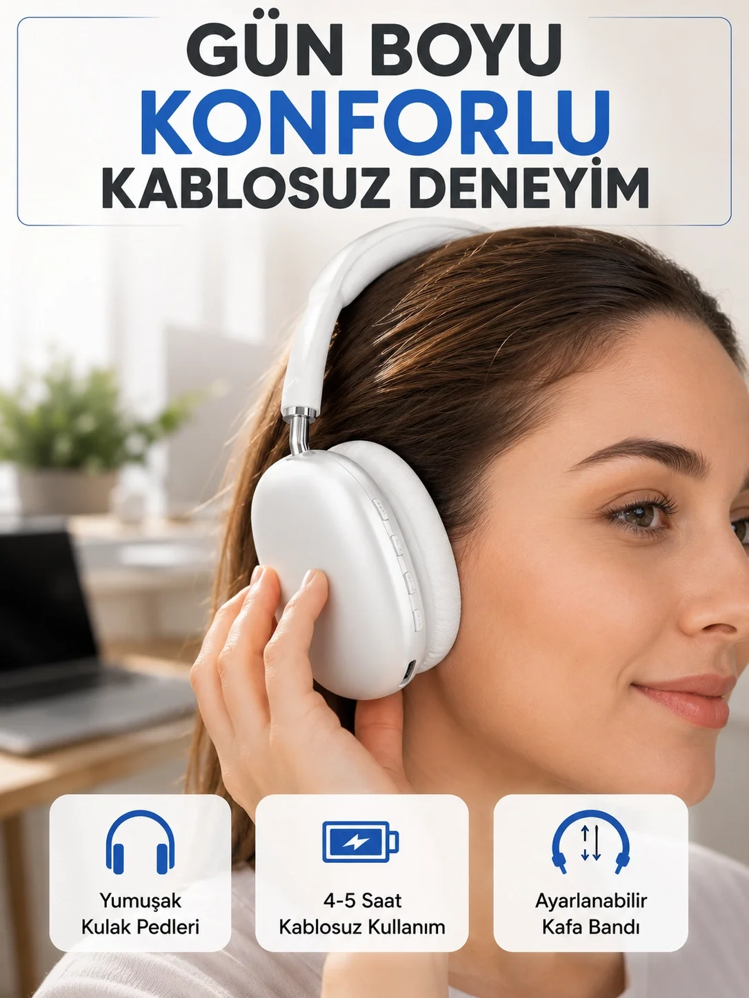İthalat® Gürültü Azaltmalı Bluetooth Kulaklık | 5 Saat Kesintisiz Müzik Yeni Nesil