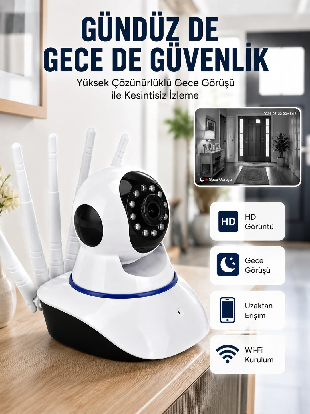 İthalat® Güvenlik Kamerası Antenli Gece Görüşlü Sensörlü Harekete Duyarlı Yeni Nesil