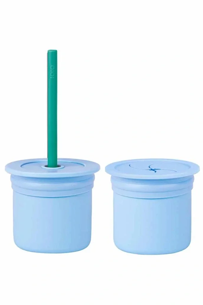 İthalat®   Ham+Hüp Pipetli Silikon Bardak Seti Mineral Blue / Aqua Green