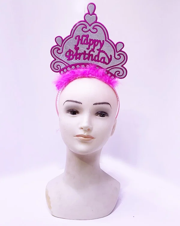 İthalat® Happy Birthday Neon Pembe Renk Doğum Günü Tacı 24x15 cm
