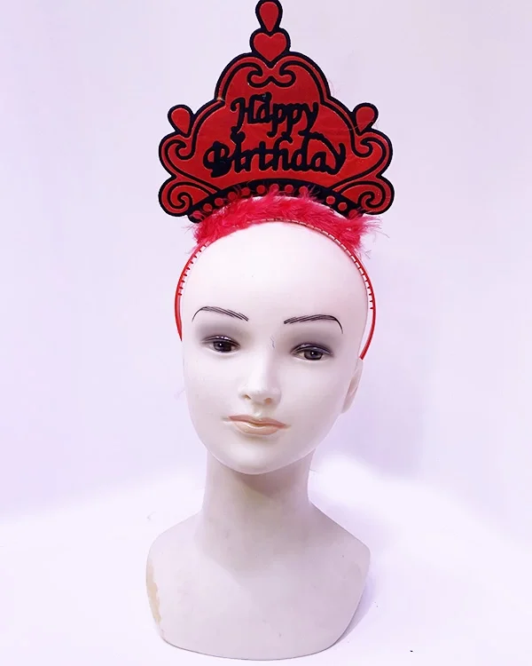 İthalat® Happy Birthday Neon Kırmızı Renk Doğum Günü Tacı 24x15 cm