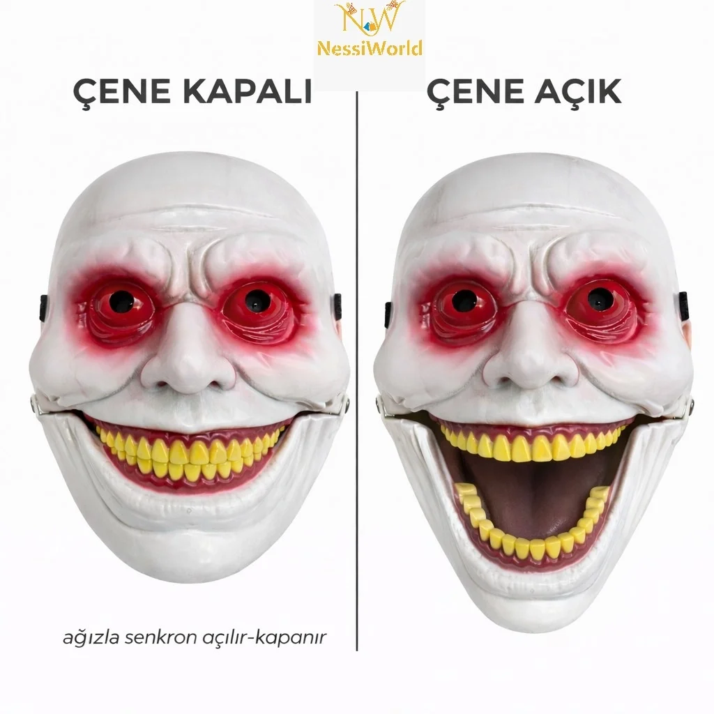 İthalat® Hareketli Çene Mekanizmalı Korku Maskesi Kırmızı