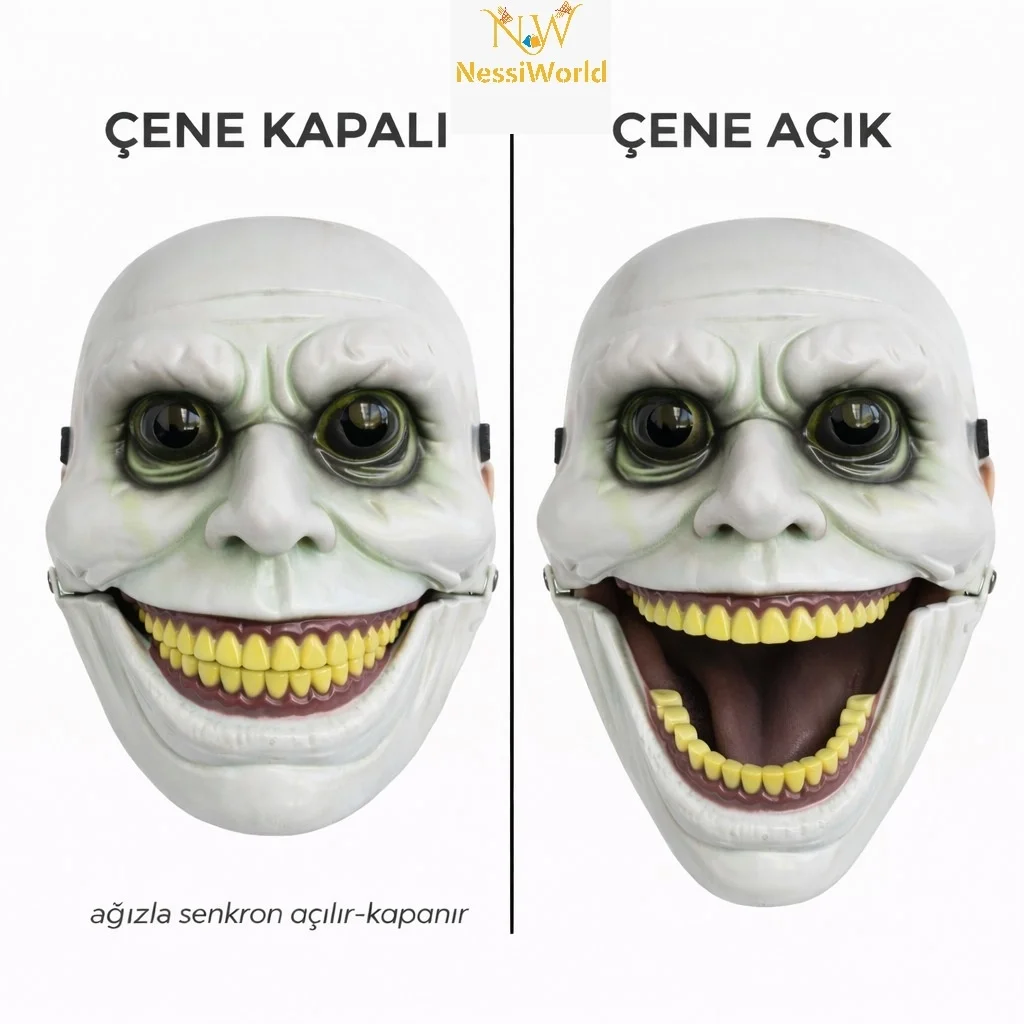 İthalat® Hareketli Çene Mekanizmalı Korku Maskesi Yeşil