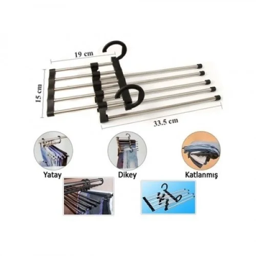 İthalat® Hareketli Pantolon Askılığı 5 in 1