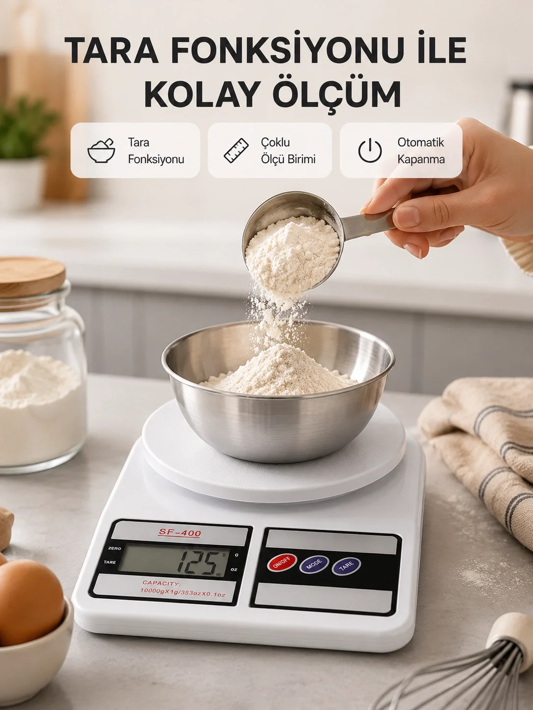 İthalat® Hassas Dijital Mutfak Tartısı – 1g Doğruluk, LCD Ekran, Otomatik Kapanma Yeni Nesil