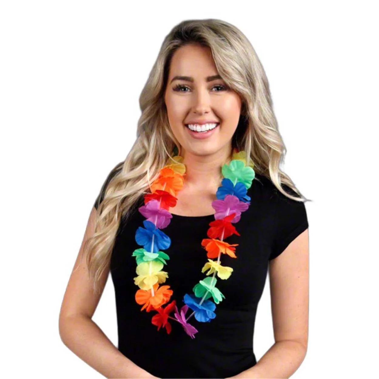 İthalat® Hawaii Çiçekli Boyun Kolyesi - Renkli Tropikal Parti Leisi