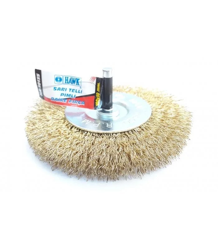 İthalat® Hawk HA10135 Pimli Sarı Tel Daire Fırça 100x10 mm İthalat® Hawk HA10135 Pimli Sarı Tel Daire Fırça 100x10 mm