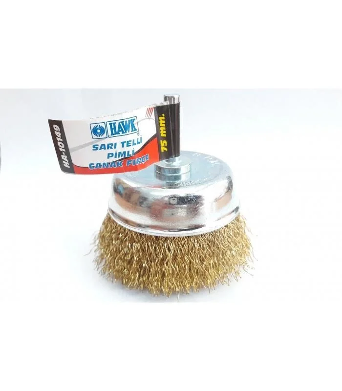 İthalat® Hawk HA10149 Pimli Sarı Tel Çanak Fırça 75 mm İthalat® Hawk HA10149 Pimli Sarı Tel Çanak Fırça 75 mm