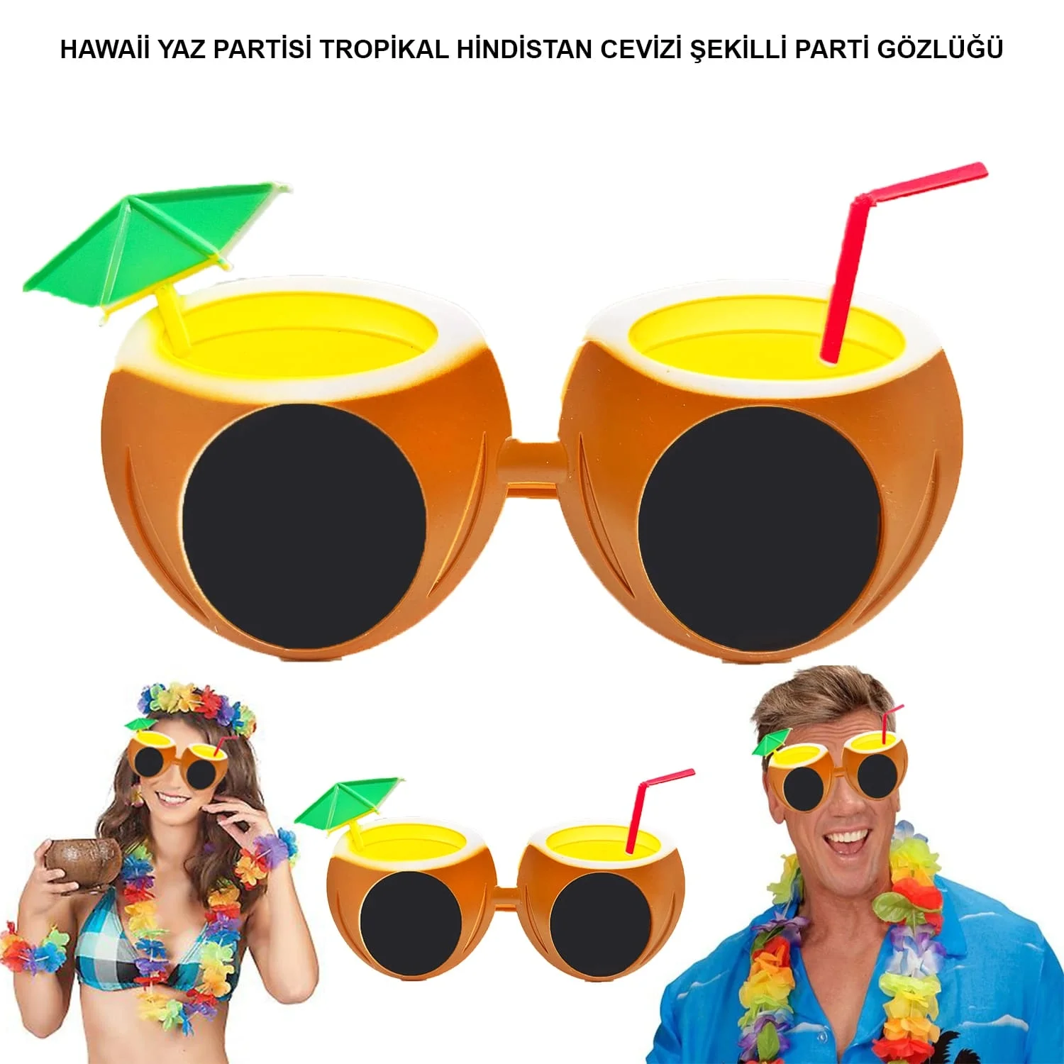 İthalat® Hindistan Cevizi Tropikal Hawaii Yaza Merhaba Parti Gözlüğü İthalat® Hindistan Cevizi Tropikal Hawaii Yaza Merhaba Parti Gözlüğü