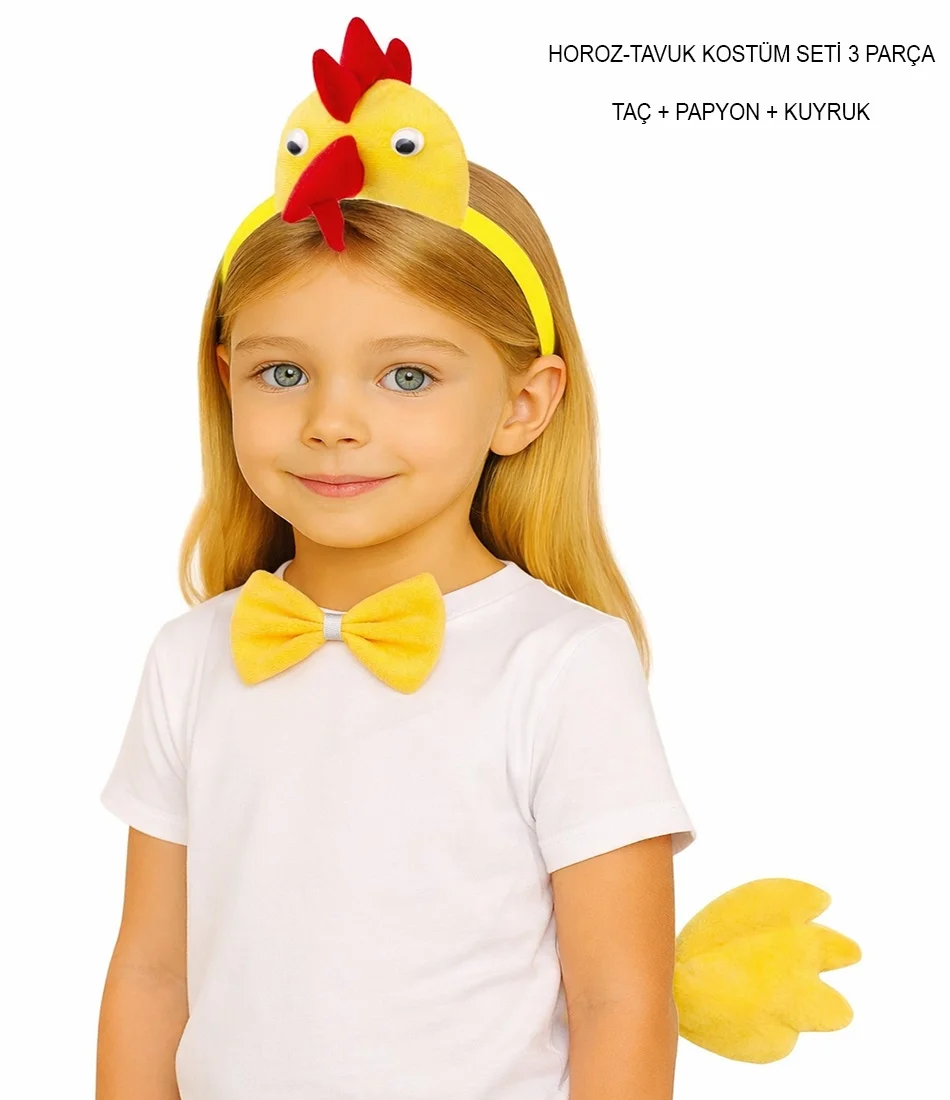 İthalat® Horoz – Tavuk Kostüm Aksesuar Seti - Taç Papyon Kuyruk İthalat® Horoz – Tavuk Kostüm Aksesuar Seti - Taç Papyon Kuyruk