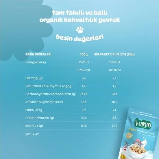 İthalat® Humm Organik Tam Tahıllı ve Ballı Kahvaltılık Gevrek 80 Gr Fiyatı, Yorumları ve Özellikleri
