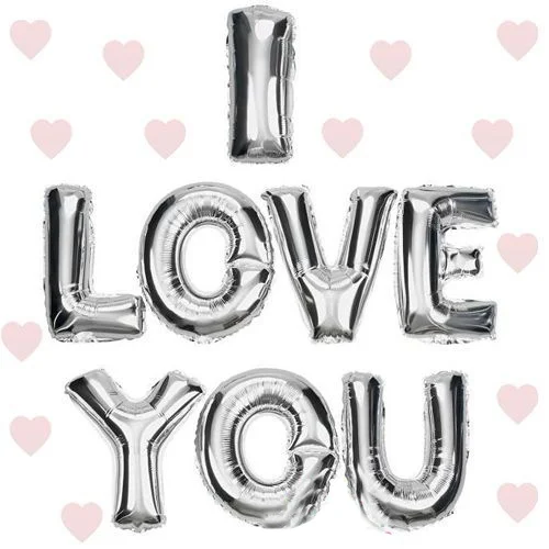 İthalat® I Love You Folyo Balon Gümüş Renk 35 CM İthalat® I Love You Folyo Balon Gümüş Renk 35 CM