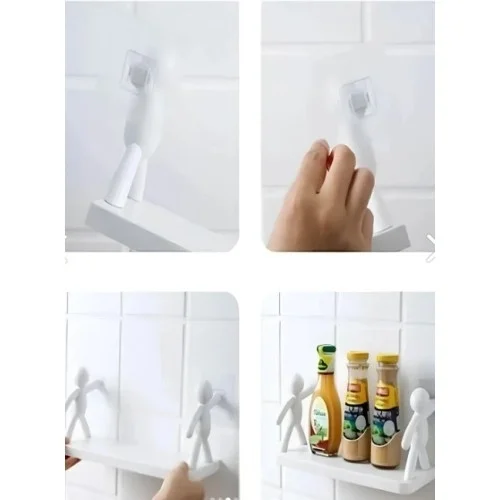 İthalat® İnsan Figürlü Yapışkanlı Çok Amaçlı Duvar Rafı