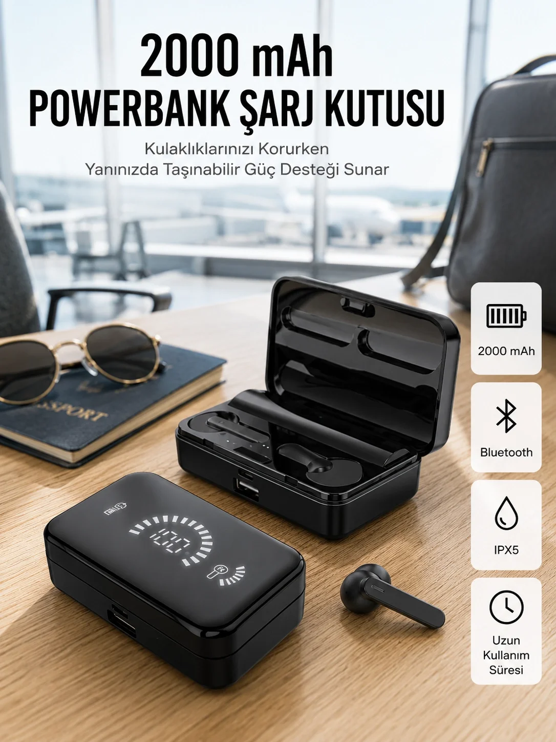 İthalat® İos Android Uyumlu Bluetooth Kulaklık Kablosuz Kulaklık Yüksek Basslı