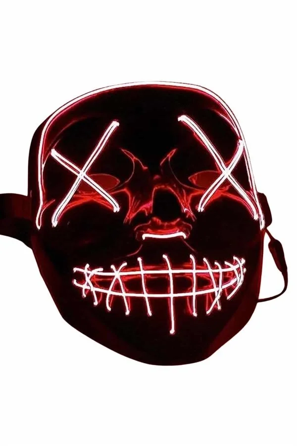 İthalat® Işıklı Led Maske Parti Eğlence Maskesi Hallowen Neon Maske