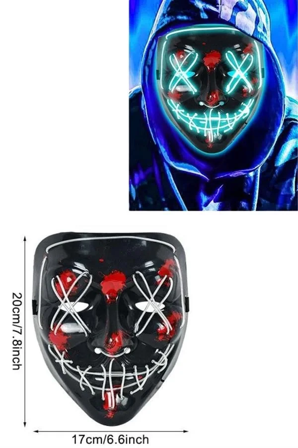 İthalat® Işıklı Led Maske Parti Eğlence Maskesi Hallowen Neon Maske