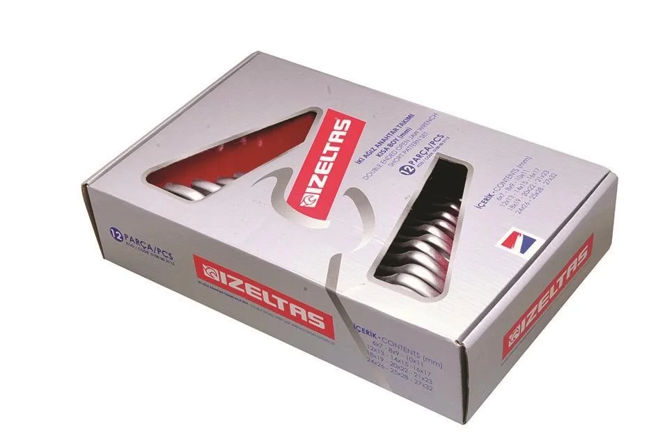 İthalat® İzeltaş 0100 İki Ağız Anahtar Takımı Kısa Boy 8 Parça