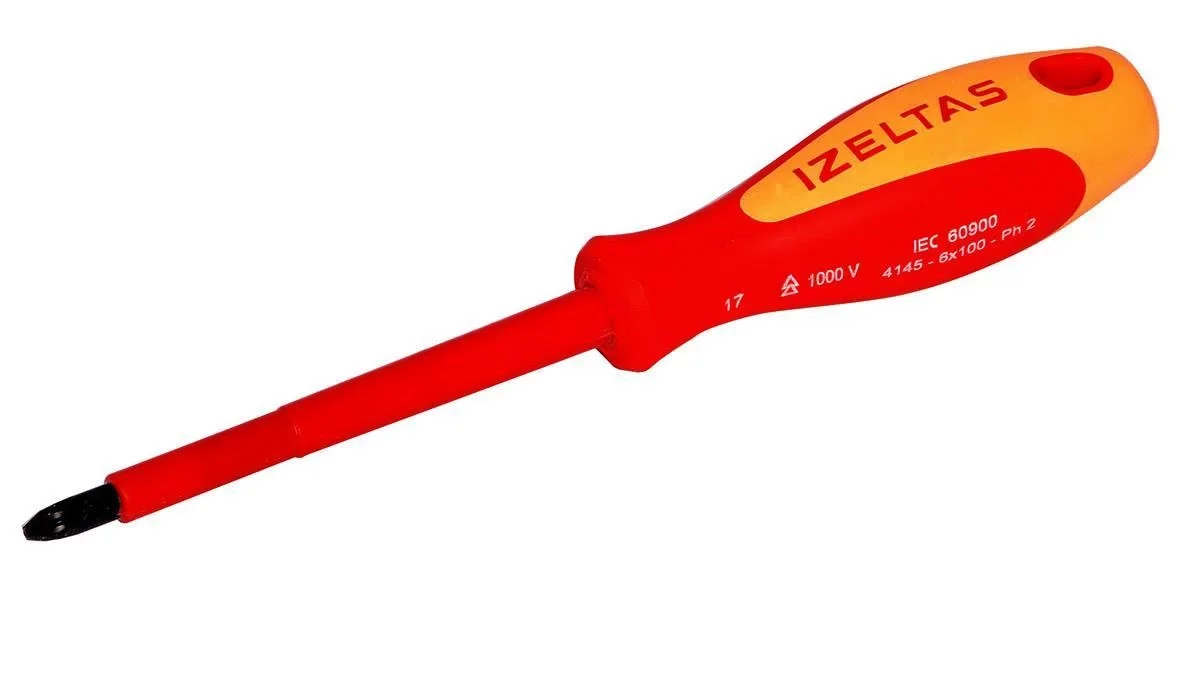 İthalat® İzeltaş 4145 6X100 İzoleli Yıldız Uçlu Tornavida