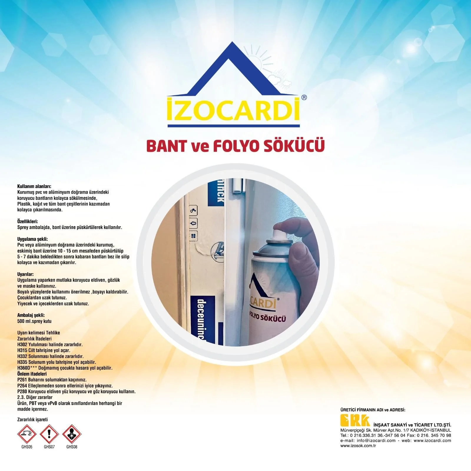 İthalat® İzocardi Etiket Folyo ve Bant Sökücü Sprey 500 ml