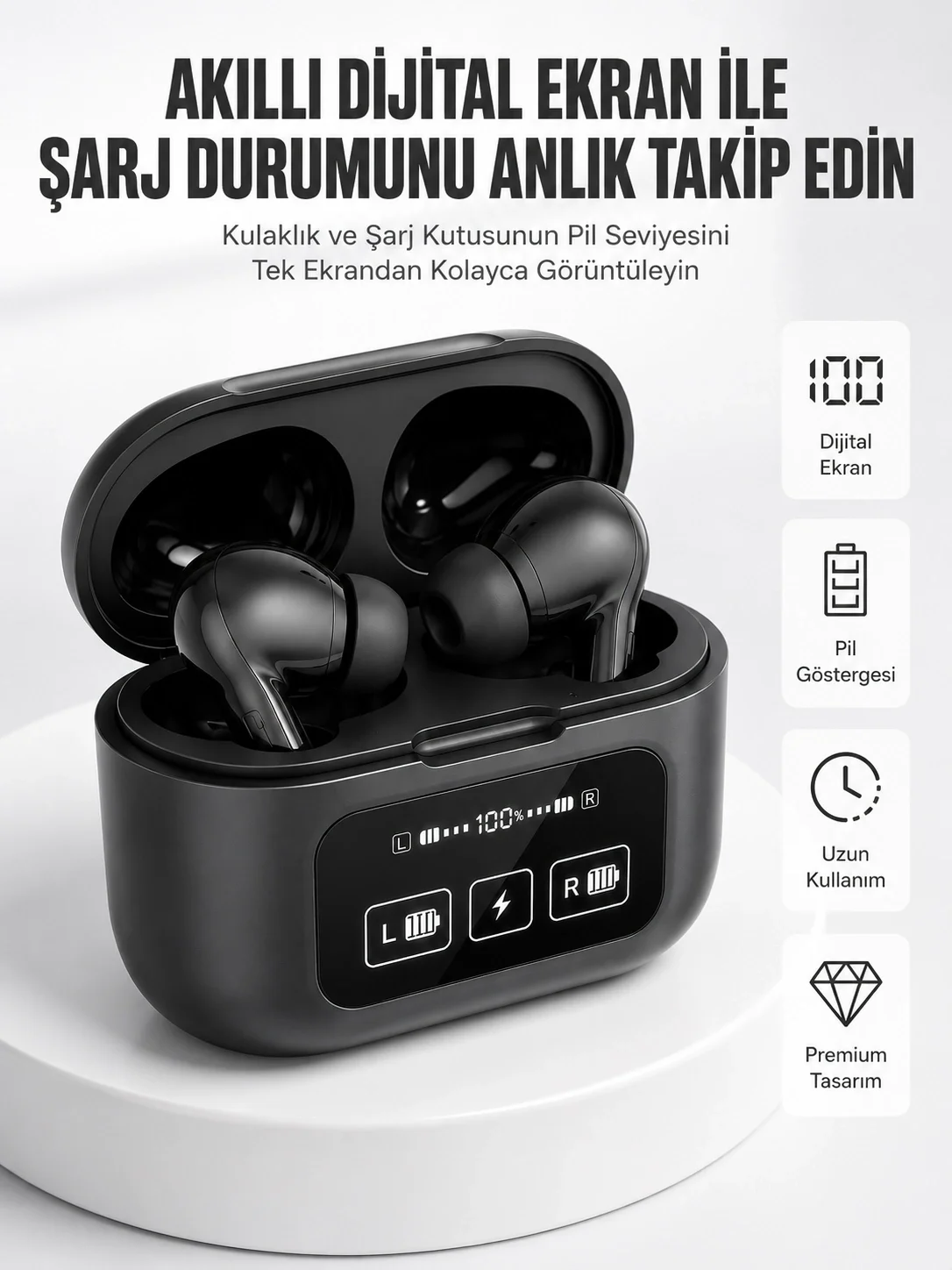 İthalat® Kablosuz Bluetooth Kulaklık Pro Yeni Nesil Dokunmatik Kontrol