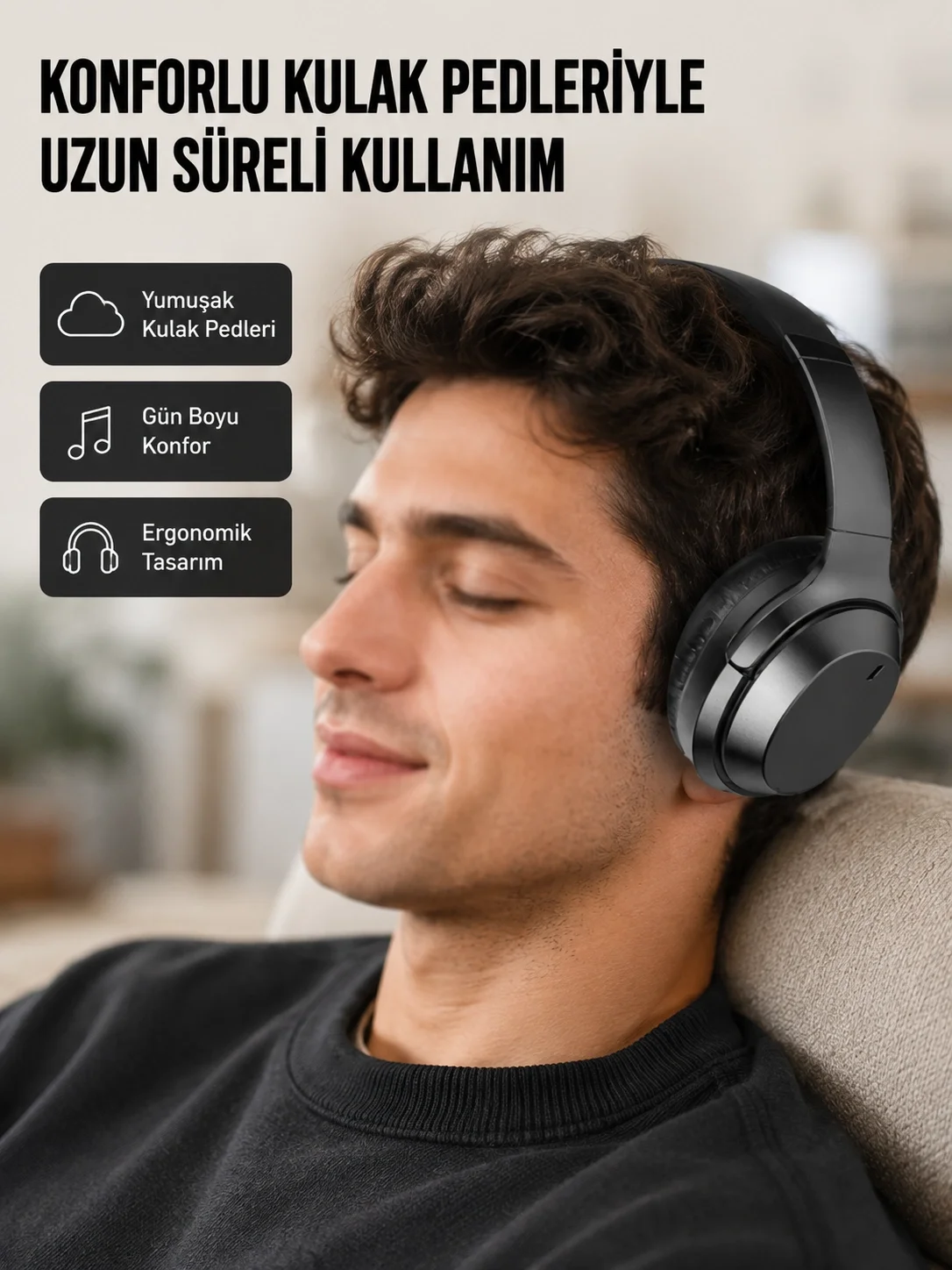 İthalat® Kablosuz Bluetooth Kulaklık 5.0 18 Saat Kullanım Dinamik Sürücü Siyah Yeni Nesil
