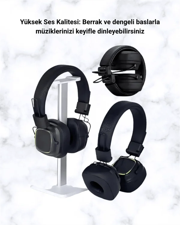 İthalat® Kablosuz RGB Işıklı Katlanabilir Bluetooth Kulak Üstü Kulaklık