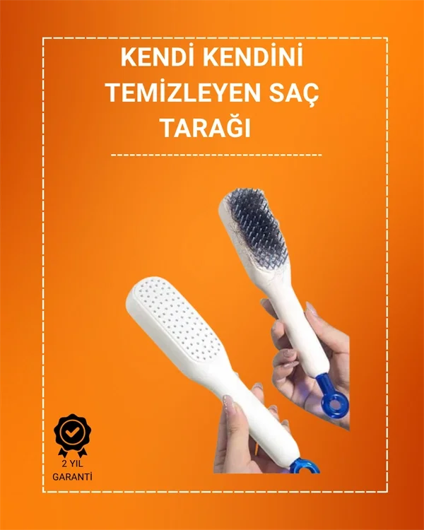 İthalat® Kafa Derisi Masajlı Saç Tarağı – Kendini Temizleyen, Anti-Statik