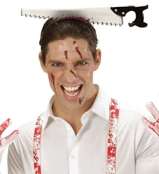 İthalat® Kafaya Saplanmış Halloween Kanlı Testere Şaka Tacı