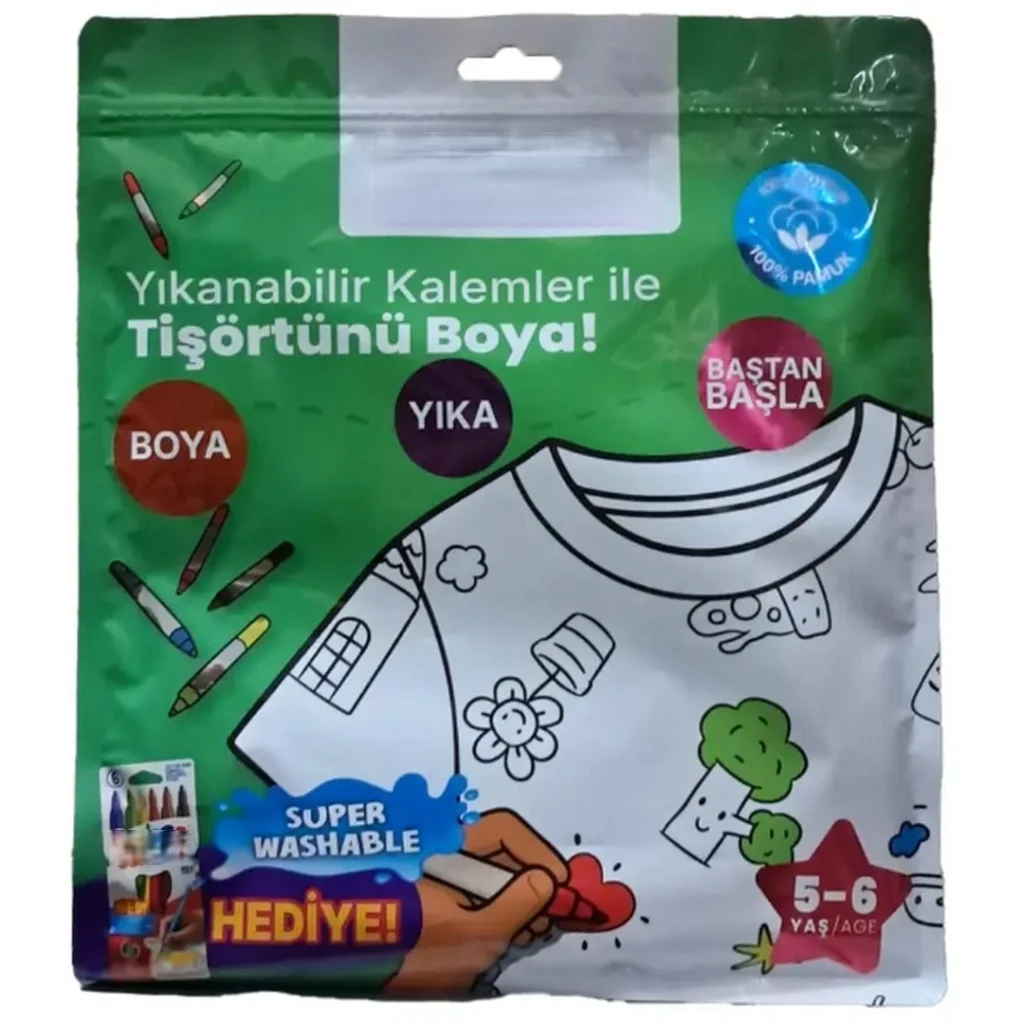 Kalem Hediyeli Boyanabilir Tişört 5-6 Yaş Fiyatı, Yorumları ve Özellikleri