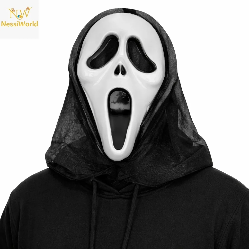 İthalat® Kapşonlu Çığlık Maskesi Scream Maskesi - Hayalet Maskesi 33x21 cm