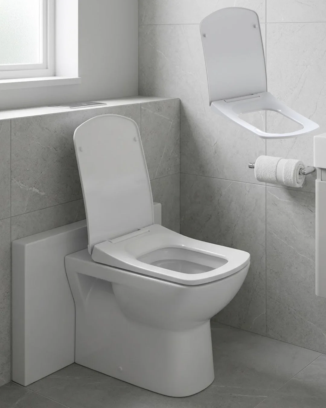 İthalat® Kare Slim Klozet Kapağı Sessiz Kapanma Dayanıklı Tasarım