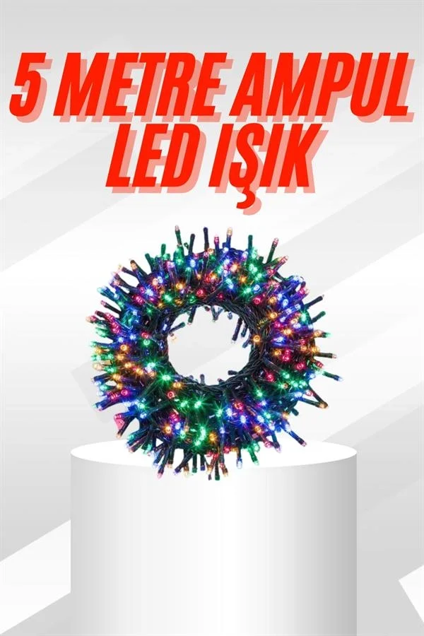 İthalat® Karışık Renk Pilli Led Işık Çok Fonksiyonlu Enerji Tasarruflu 5 Metre