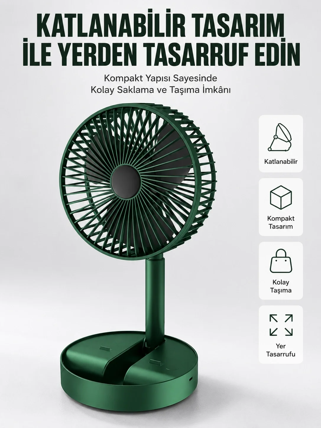 İthalat® Katlanabilir Usb Şarjlı Masaüstü Soğutucu Mini Fan Telefon Tutucu Yeni Nesil