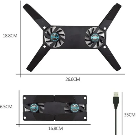 İthalat® Katlanabilir Laptop Soğutucu 2 fanlı
