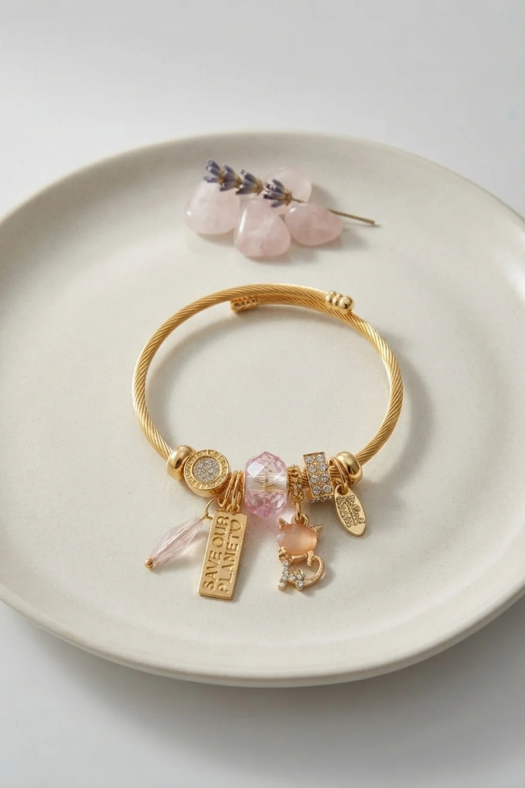 İthalat® Kedili Model Pembe Charmlı Bileklik