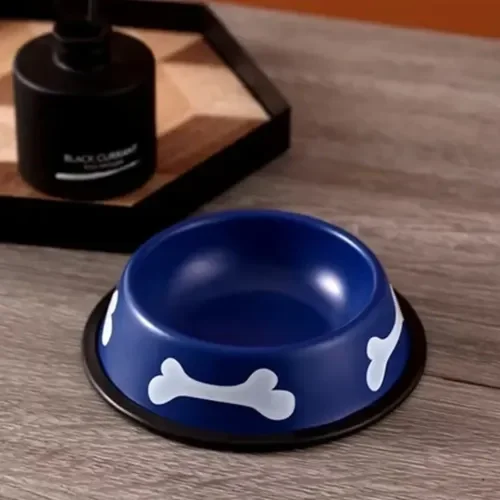 İthalat® Kemik Motifli Renkli Metal Mama Kabı