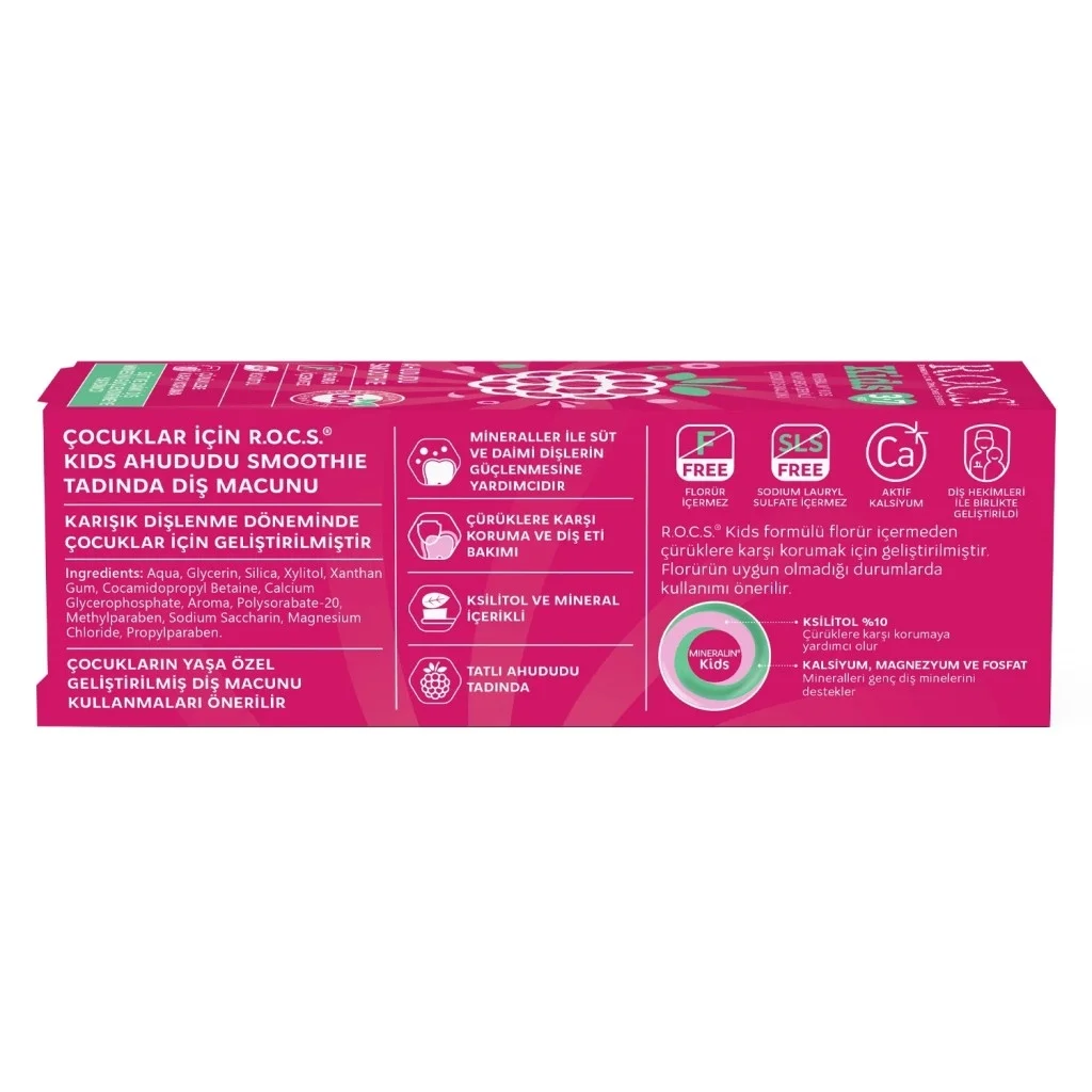 İthalat®  .Kids Ahududu Smoothie Tadında Florürsüz Diş Macunu 45 Gr