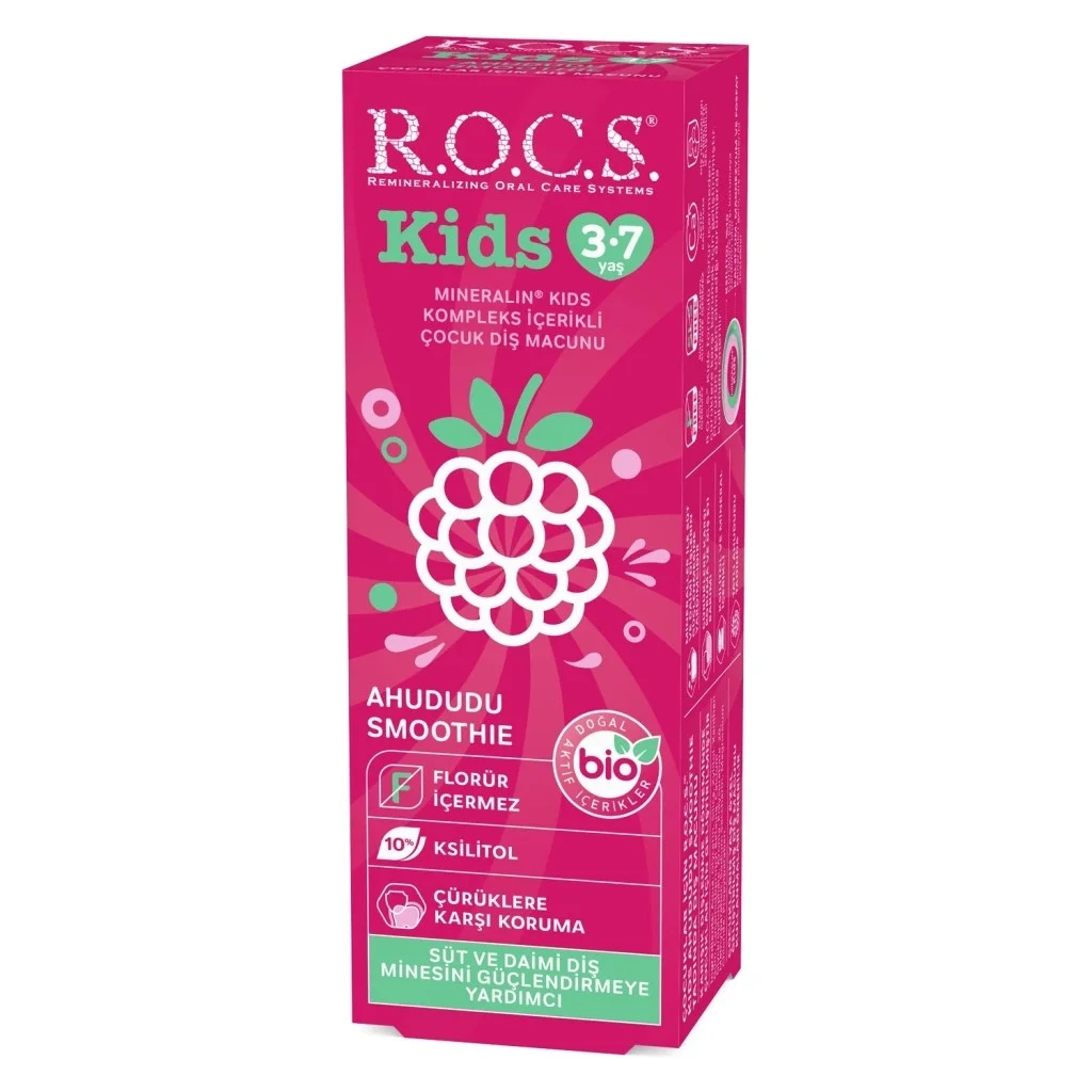 İthalat®  .Kids Ahududu Smoothie Tadında Florürsüz Diş Macunu 45 Gr